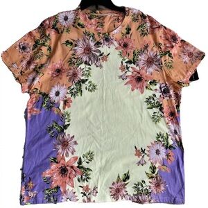 inc international concepts women's top XXL plus size floral yellow/lilac/orange